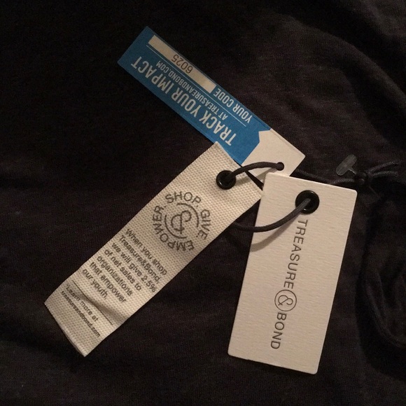 TREASURE & BOND Big Girls Envelope Back  opening Tee Girls Olive L, Black XL NWT - Picture 4 of 5